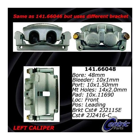 Centric Semi-Loaded Brake Caliper with New Phenolic Pistons, Parts 141.66047